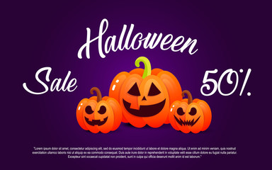 Pumpkin and halloween. Banner sale for holiday