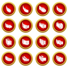 Belt buckle icons set. Simple illustration of 16 belt buckle icons set vector icons for web