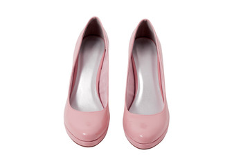 fashion female pink shoes with heels isolated.