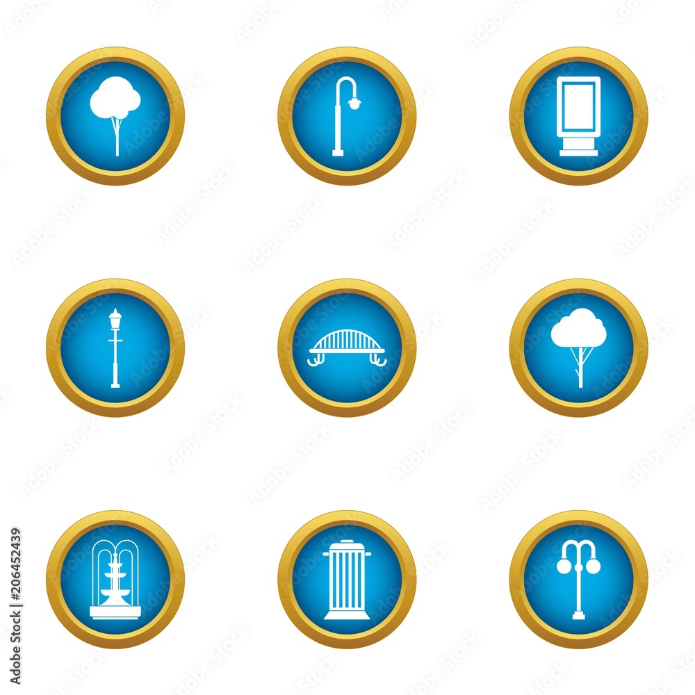 Poster urban infrastructure icons set. flat set of 9 urban infrastructure vector icons for web isolated on 