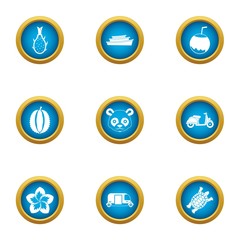 Holidays in asia icons set. Flat set of 9 holidays in asia vector icons for web isolated on white background