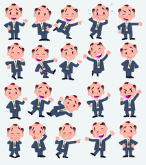 Cartoon character old businessman. Set with different postures, attitudes and poses, always in positive attitude, doing different activities in vector vector illustrations.