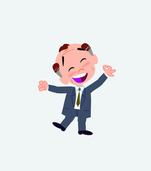 Old businessman exulting in happiness