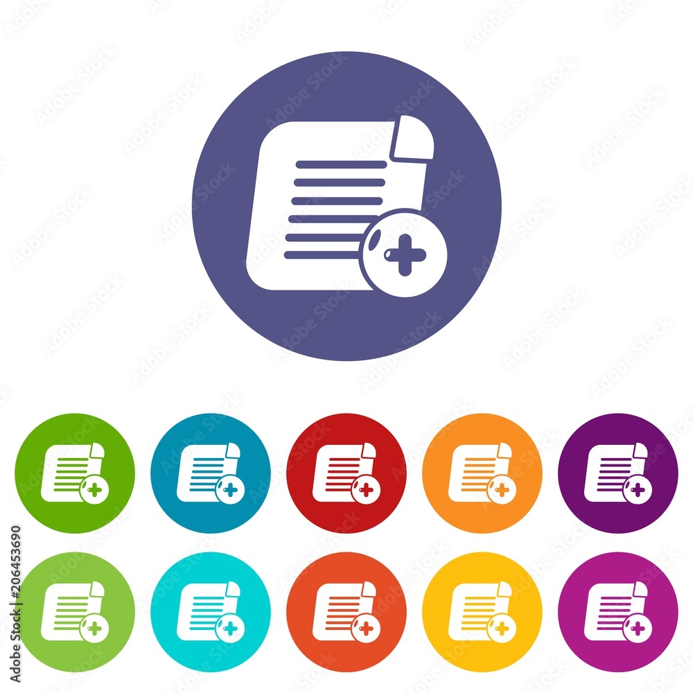 Poster add new icons color set vector for any web design on white background