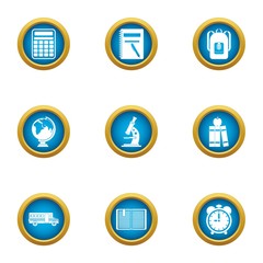 Special school icons set. Flat set of 9 special school vector icons for web isolated on white background