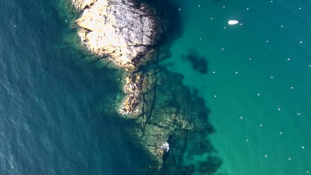 Flight over the mediterranean sea. Tossa de mar