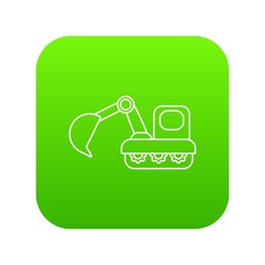 Obraz premium Excavator icon green vector isolated on white background
