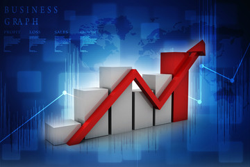 3d rendering Stock market online business concept. business Graph 