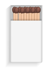 Open match box mockup. Realistic illustration of open match box vector mockup for web design isolated on white background