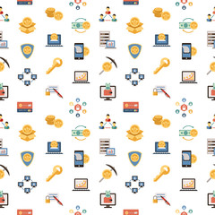 Digital vector line icons set blockchain pack