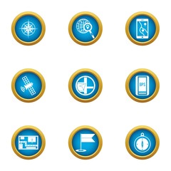 Precise navigation icons set. Flat set of 9 precise navigation vector icons for web isolated on white background