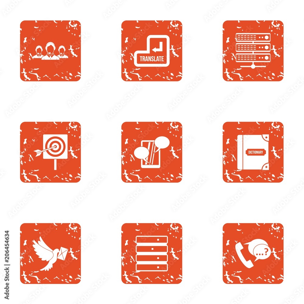 Poster delivery of post icons set. grunge set of 9 delivery of post vector icons for web isolated on white 