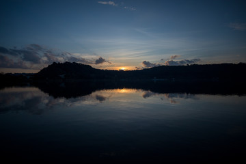 Fototapeta na wymiar Averno Lake at Sunset, Phlegraean Fields (Campi Flegrei), Italy