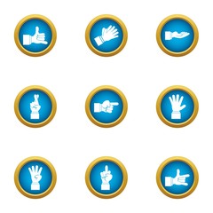 Bodily movement icons set. Flat set of 9 bodily movement vector icons for web isolated on white background