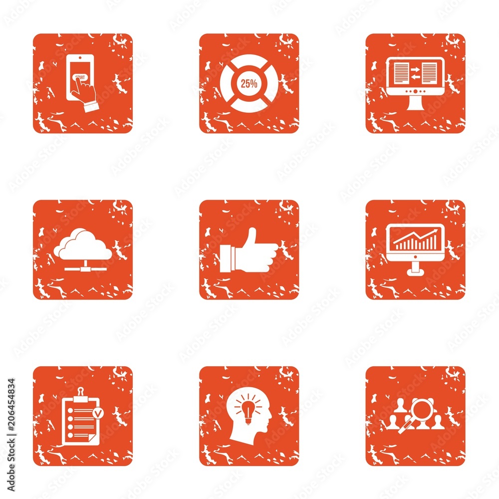 Aufkleber cloud traffic icons set. grunge set of 9 cloud traffic vector icons for web isolated on white backgr