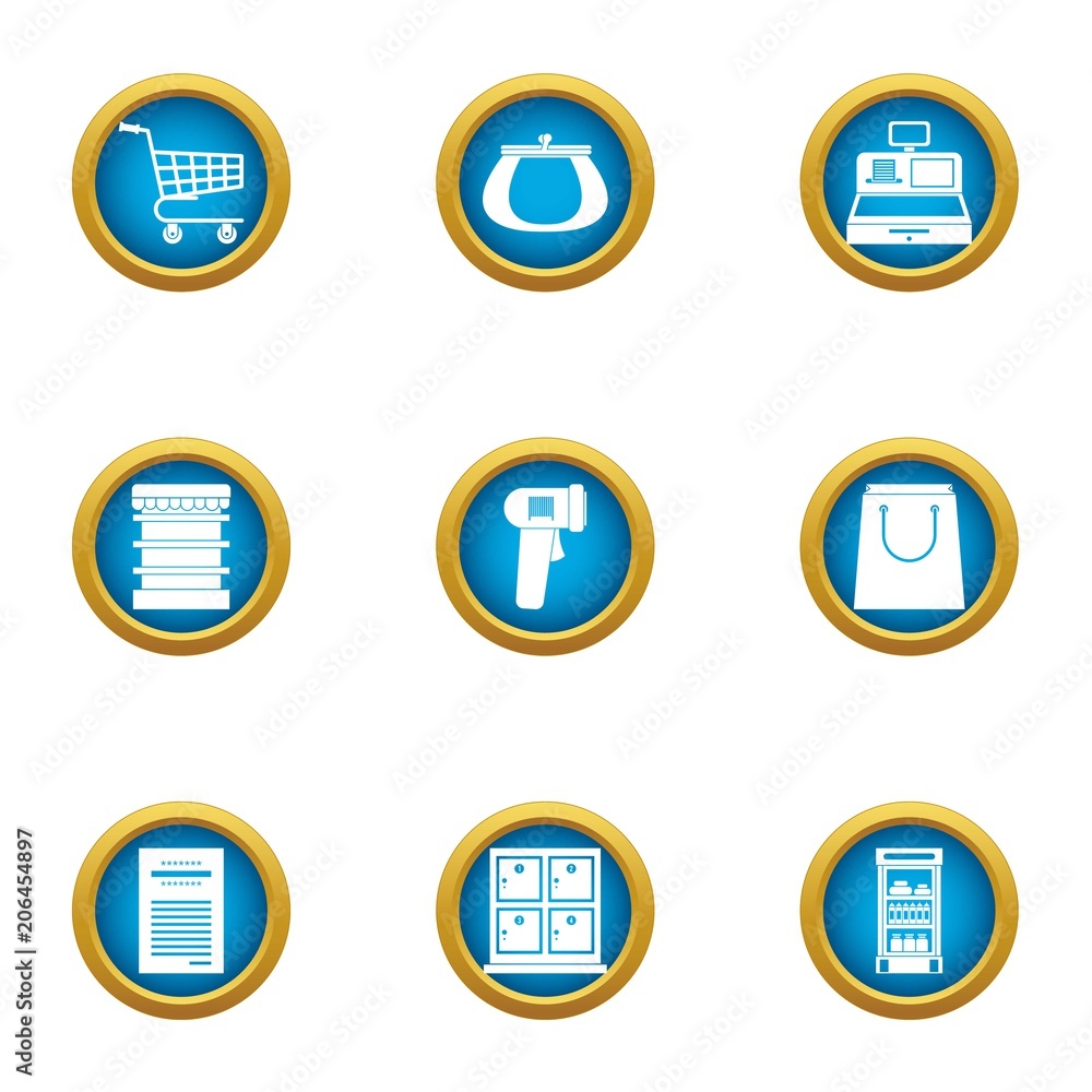 Poster trip to the store icons set. flat set of 9 trip to the store vector icons for web isolated on white 