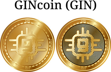 Set of physical golden coin GINcoin (GIN)