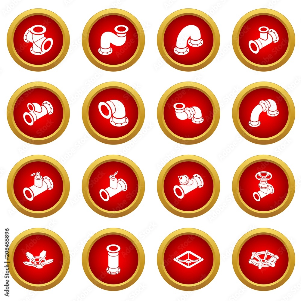Aufkleber pipeline constructor icons set. isometric illustration of 16 pipeline constructor icons set vector i