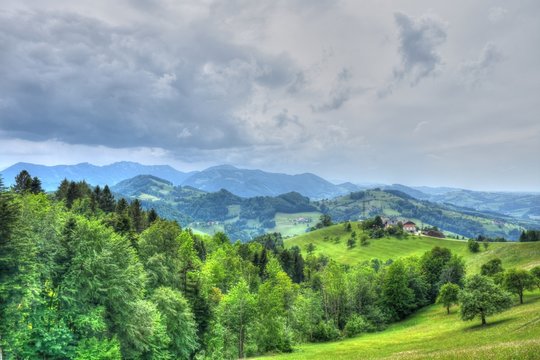 Oberdambach, Garsten, Steyr, Laussa, Berg, Alpenvorland, Wiese, Fr&uuml;hling, Sommer, Landwirtschaft, Bauer, Bauernhof, Vierkanter, Vierkanthof, Wiese, Gras, Feld, Berg