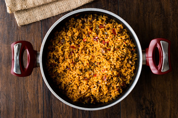 Homemade Spanish Paella with Vegetables / Pilav or Pilaf