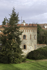 Fototapeta na wymiar Tower of the Medieval Fortress in Trebon, The Czech Republic