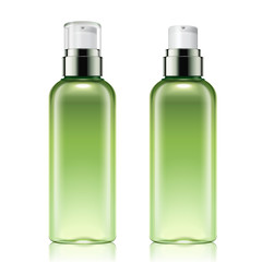 Green spray bottles mockup