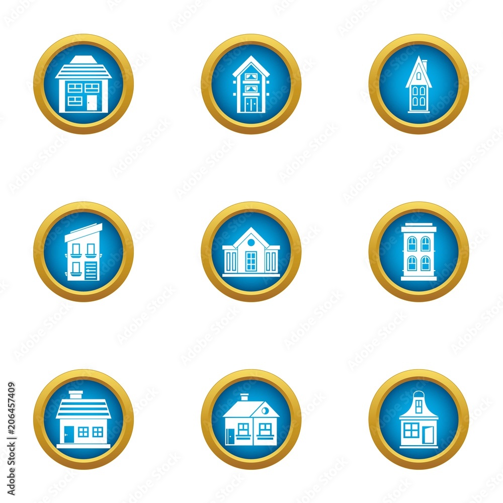 Poster private house icons set. flat set of 9 private house vector icons for web isolated on white backgrou