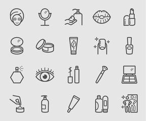 Line icons set for Cosmetic, Beauty