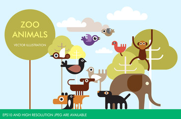 Zoo Animals vector template design