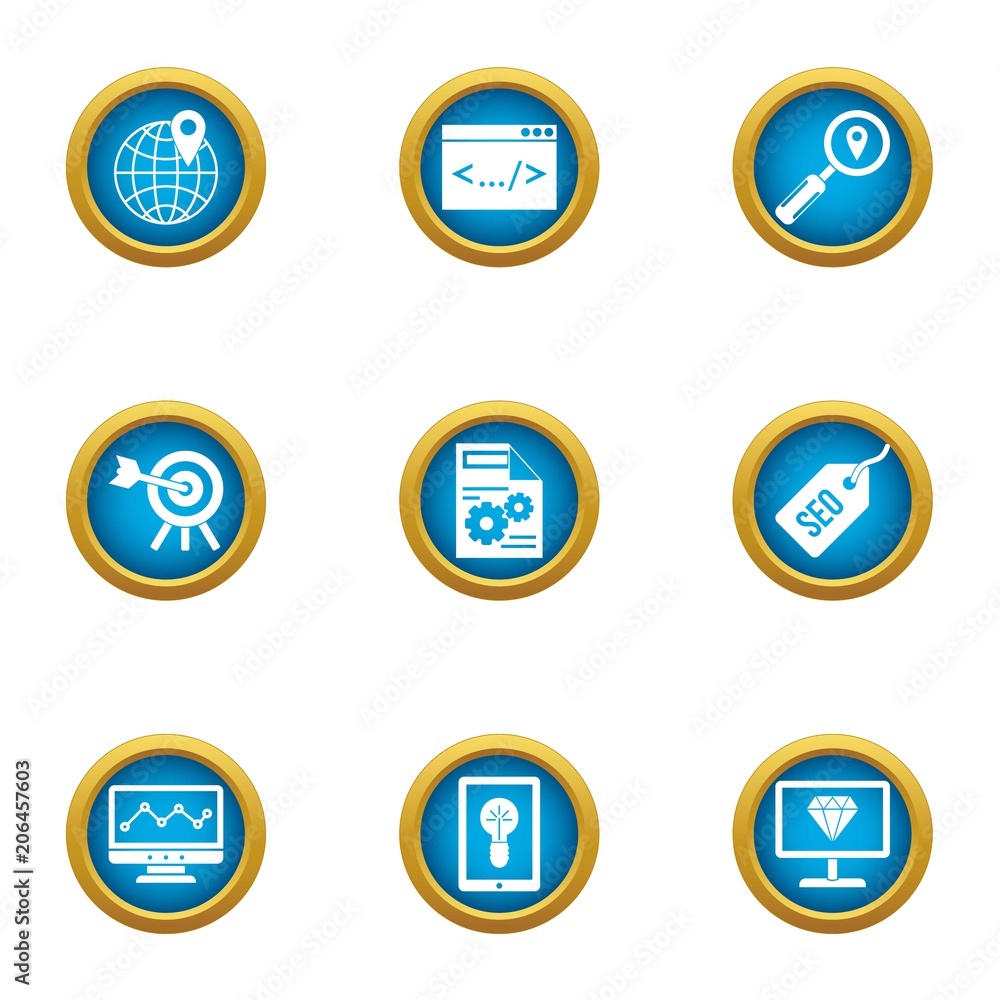 Poster genius of business icons set. flat set of 9 genius of business vector icons for web isolated on whit