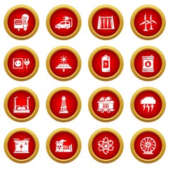 Energy sources icons set. Simple illustration of 16 energy sources vector icons for web