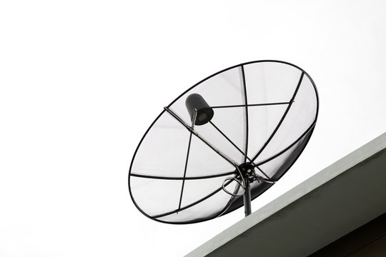 Satellite dish receiver on the roof.