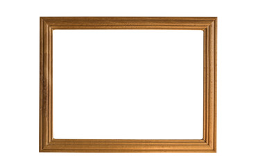 Blank wooden frame isolated on white background. Mockup for design.