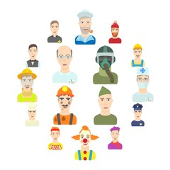 Profession icons set. Flat illustration of 16 profession vector icons for web