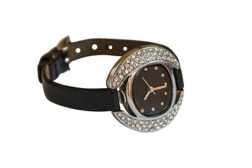 Elegance woman hand watch isolated on white background.