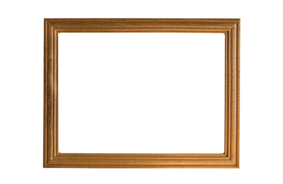 Blank wooden frame isolated on white background. Mockup for design.