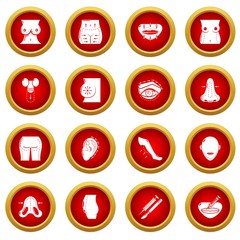 Body parts icons set. Simple illustration of 16 body parts vector icons for web