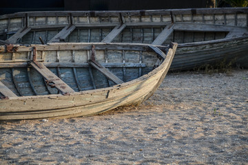 Old boats on the shore