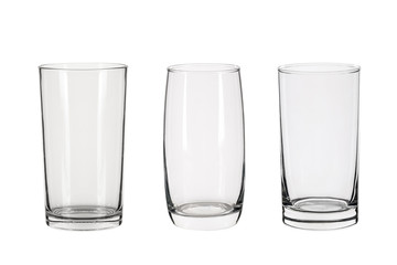 Empty glasses isolated on white background.