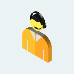 Telemarketer icon vector sign and symbol isolated on white background , isometric design