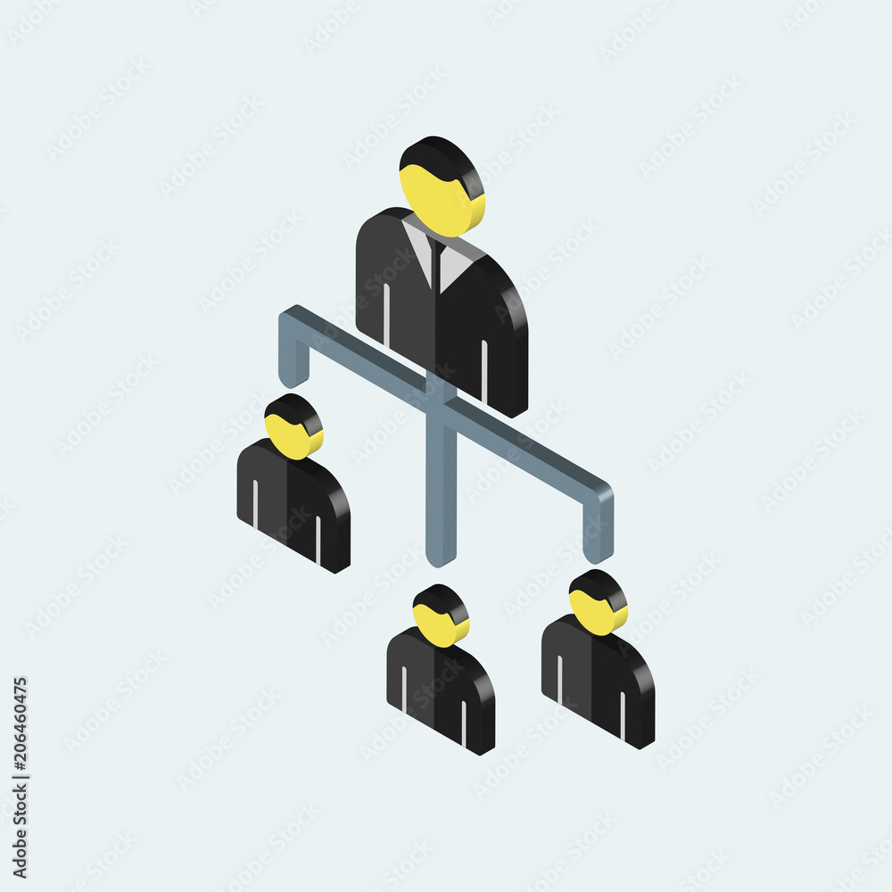 Poster hierarchical structure icon vector sign and symbol isolated on white background , isometric design