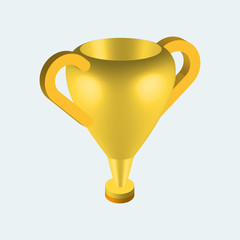 Trophy icon vector sign and symbol isolated on white background , isometric design