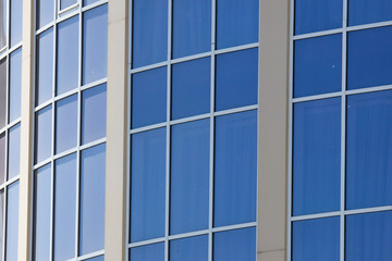 Blue glass windows on the house as a background