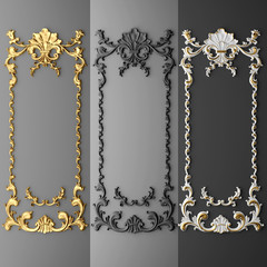 3d illustration stucco frame gold