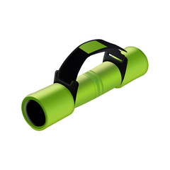 Isolated green dumbbells with handles .Dumbbells for fitness