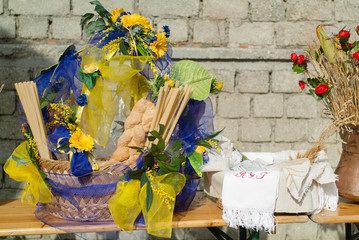 Typical italian folklore cereals food celebrating Virgin Mary August holiday. Santo Stefano....