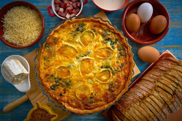 Quiche recipe with spinach and goats cheese