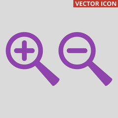 Zoom icon on grey background.