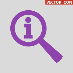 Magnifier info icon on grey background.