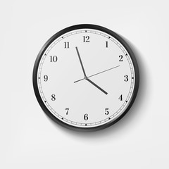 Modern realistic quartz wall clock face illustration